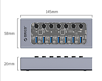 USB хаб Orico AT2U3-7AB USB 3.0 7 портів алюмінієвий з блоком живлення hub концентратор, фото 8