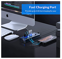 USB хаб Orico AT2U3-7AB USB 3.0 7 портів алюмінієвий з блоком живлення hub концентратор, фото 7
