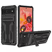 Протиударний чохол для Google Pixel 6 чорний із підставкою та слотом для карток