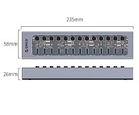 USB-хаб Orico AT2U3-13AB USB 3.0 13 портів алюмінієвий з блоком живлення hub концентратор, фото 5