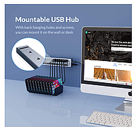 USB-хаб Orico AT2U3-13AB USB 3.0 13 портів алюмінієвий з блоком живлення hub концентратор, фото 9