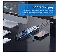 USB-хаб Orico BT2U3-16AB USB 3.0 16 портів алюмінієвий з блоком живлення hub концентратор, фото 5