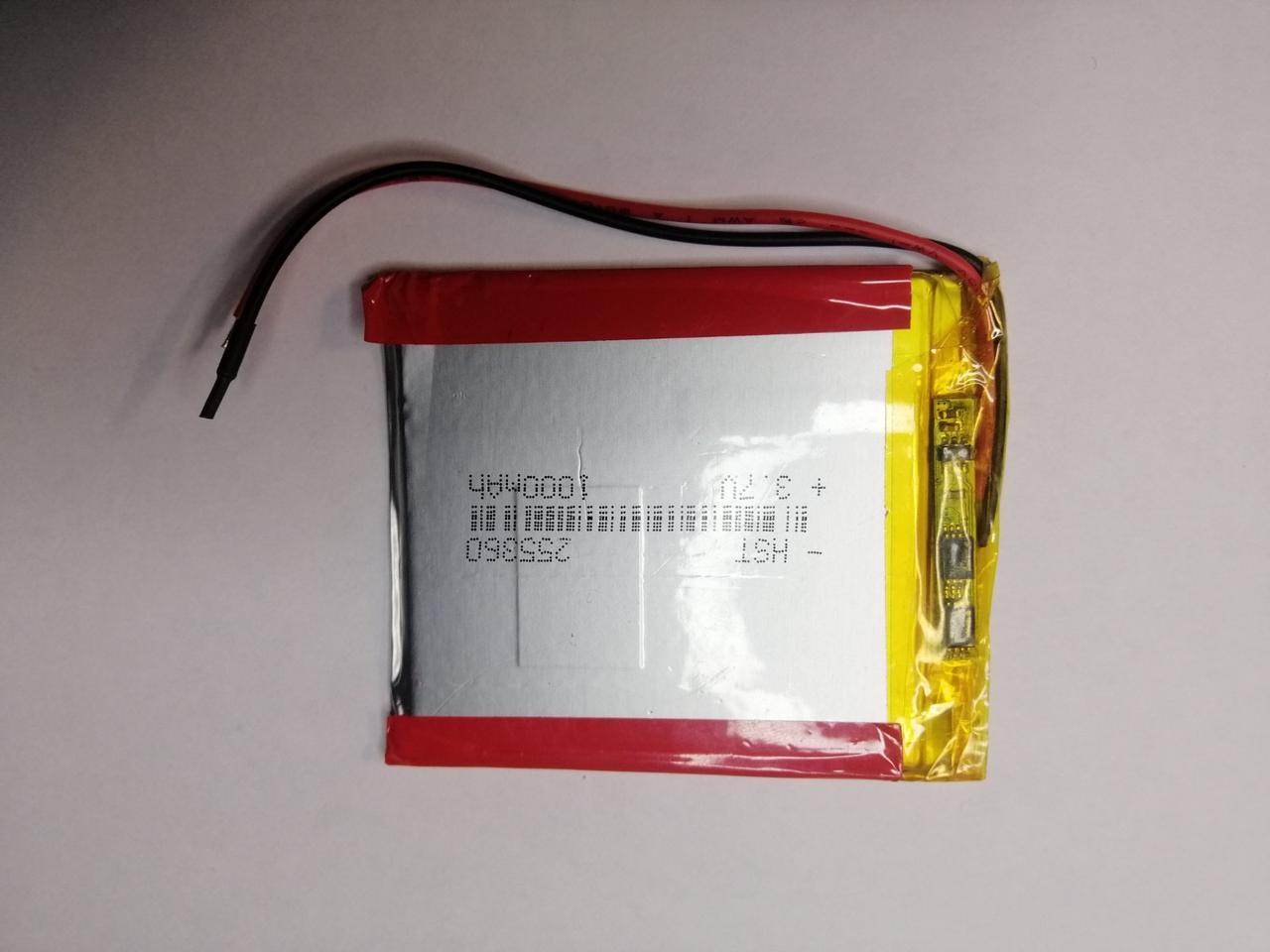 Акумулятор 255360 3,7V 1000mAh 53x60, 2,5 мм 2 контакти