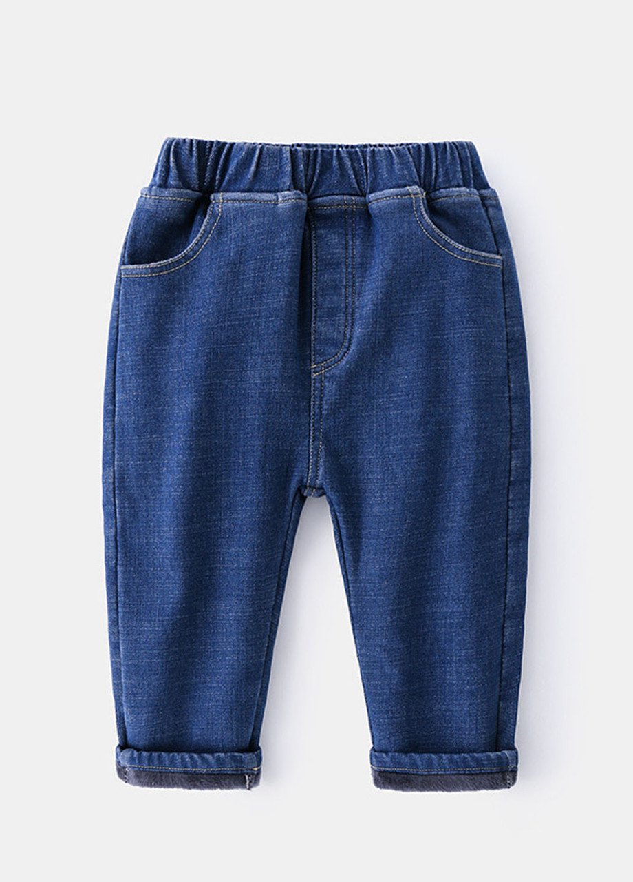 Дитячі теплі джинси, дитячі утеплені джинси сині, зимові джинси для хлопчика сині