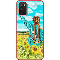 Чехол Силиконовый с Картинкой на Samsung Galaxy A02s (A025) (Патриотический, Девушка Украинка)