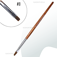 Кисть для геля, базы прямая искусственная №8 с деревянной ручкой Global Fashion