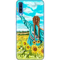 Чехол Силиконовый с Картинкой на Samsung Galaxy A70 (A705) (Патриотический, Девушка Украинка)
