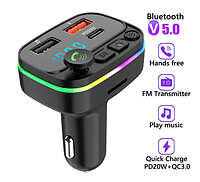 FM-трансмітер модулятор USB автомобільний зарядний пристрій гучний зв'язок Bluetooth PD 20W
