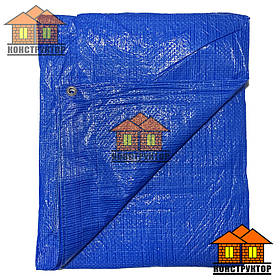 Тент синій 4*6 м, тарпаулін, щільність 60 г/м², з люверсами