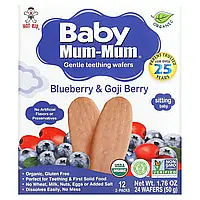 Hot Kid, Baby Mum-Mum, вафли для мягкого прорезывания зубов, голубика и ягоды годжи, 24 шт., 50 г