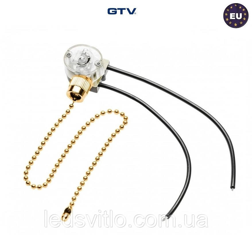 Вимикач GTV з ланцюжком золотий 3A 220-240V max.750W
