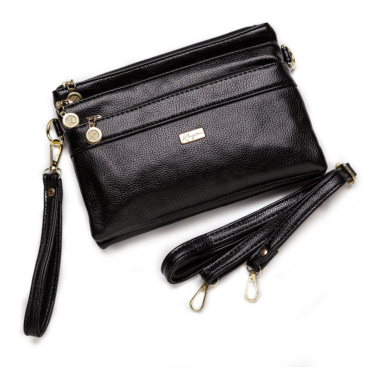 Жіноча сумочка через плече Kafa 4 відділення на блискавці чорна