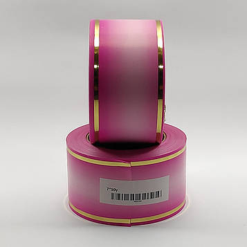 Стрічка ритуальна, 3D, колір біло-рожевий, ЗОЛОТО Ширина-7см. Довжина – 50м.