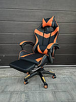 Кресло геймерское Prestige 730 черно-оранжевое игровое с подставкой для ног