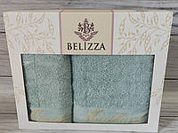 Набор махровых полотенец банное и лицевое Belizza Турция голубой 038
