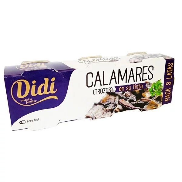 Кальмар кусочками в собственном соку (чернилах) Didi Calamar en tinta (3x) 78г, 235г, фото 1