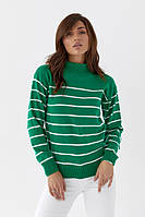 Стильний жіночий светр у смужку зелений 42-48