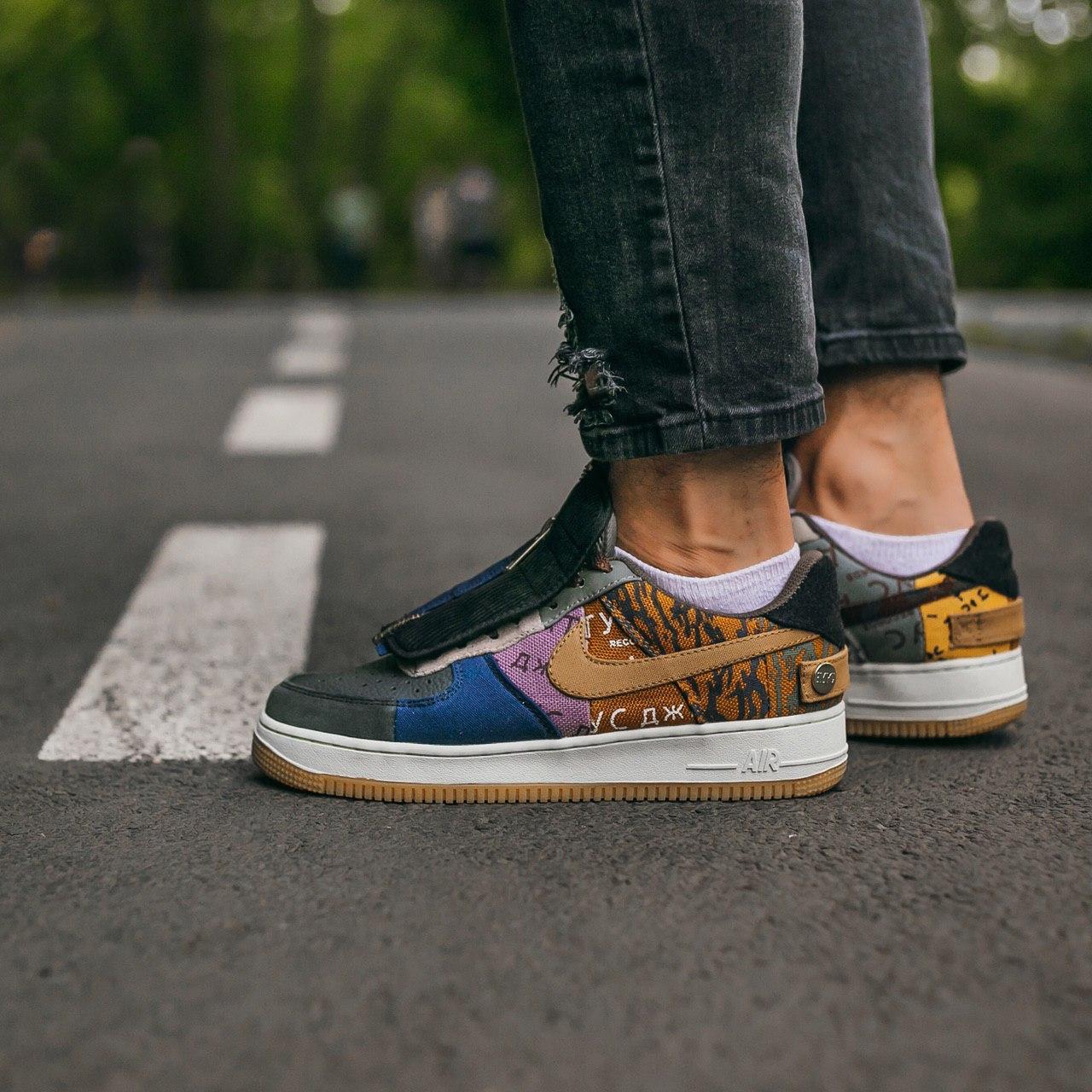 Кросівки чоловічі Nike Air Force 1 Low  x Travis Scott Cactus Jack Blue Brown (02520)