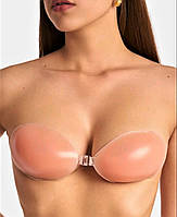Силіконовий тілесний бюстгальтер невидимка чашка В з прозорими бретелями