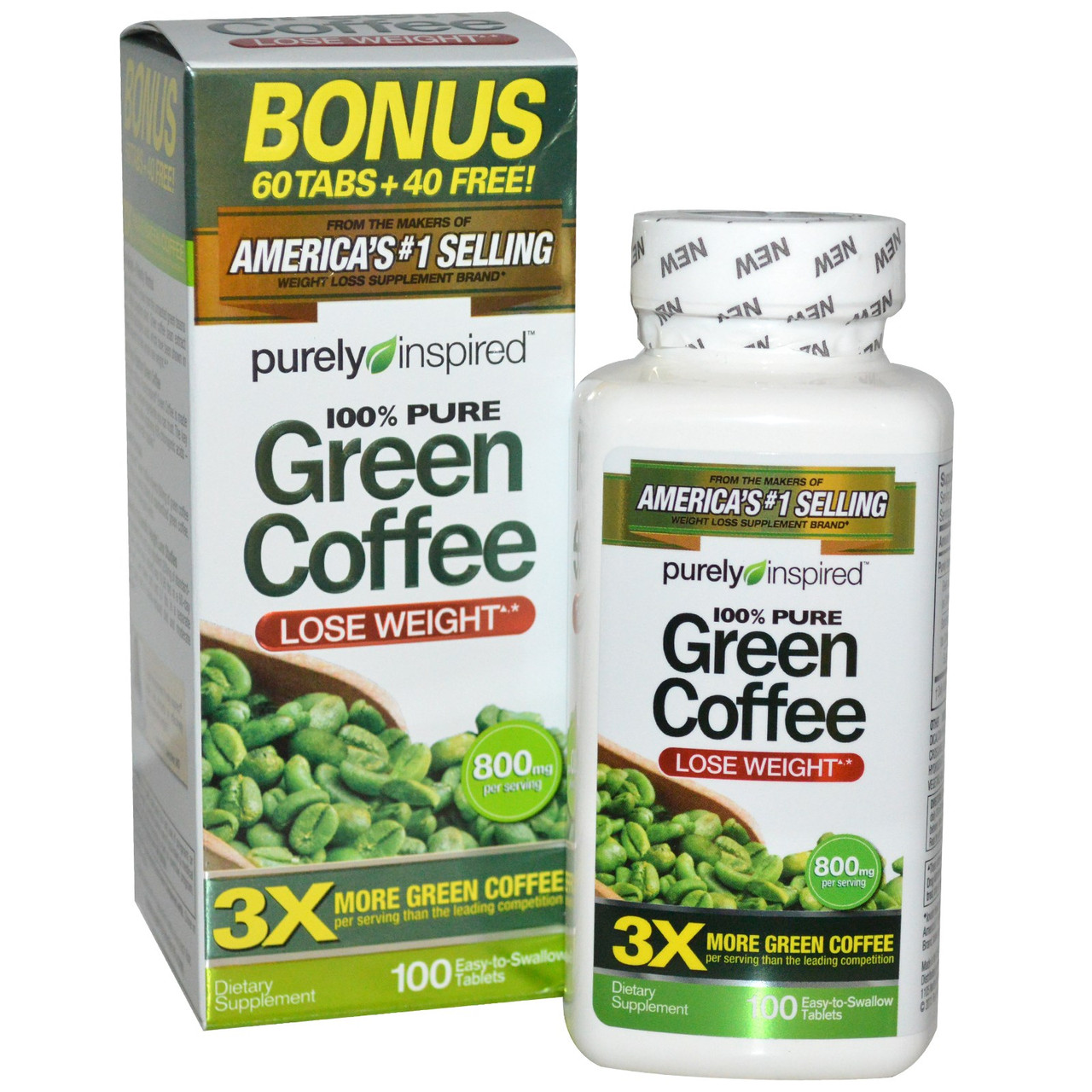 Зеленый кофе, экстракт, Purely Inspired, 800 мг, 100 таблеток: продажа ...