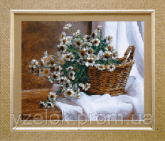 Набір для вишивання бісером на авторській канві «Ромашки в кошику»