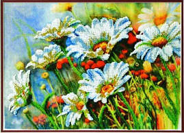 Набір для вишивання бісером на авторській канві: Ромашки