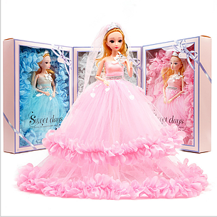 Лялька у весільній сукні 30см. Лялька шарнірна в рожевій сукні. Лялька принцеса, фото 2