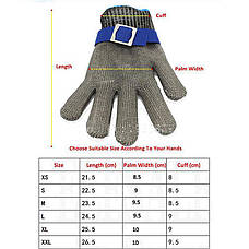Кільчужна рукавичка RESTEQ XL з нержавіючої сталі, рукавички від порізів, захисні порізостійкі, фото 2