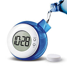 Годинник, що працює на воді, водяний годинник. Настільний годинник синій, фото 2