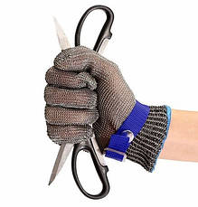 Кільчужна рукавичка RESTEQ М з нержавіючої сталі, рукавички від порізів, захисні порізостійкі, фото 2