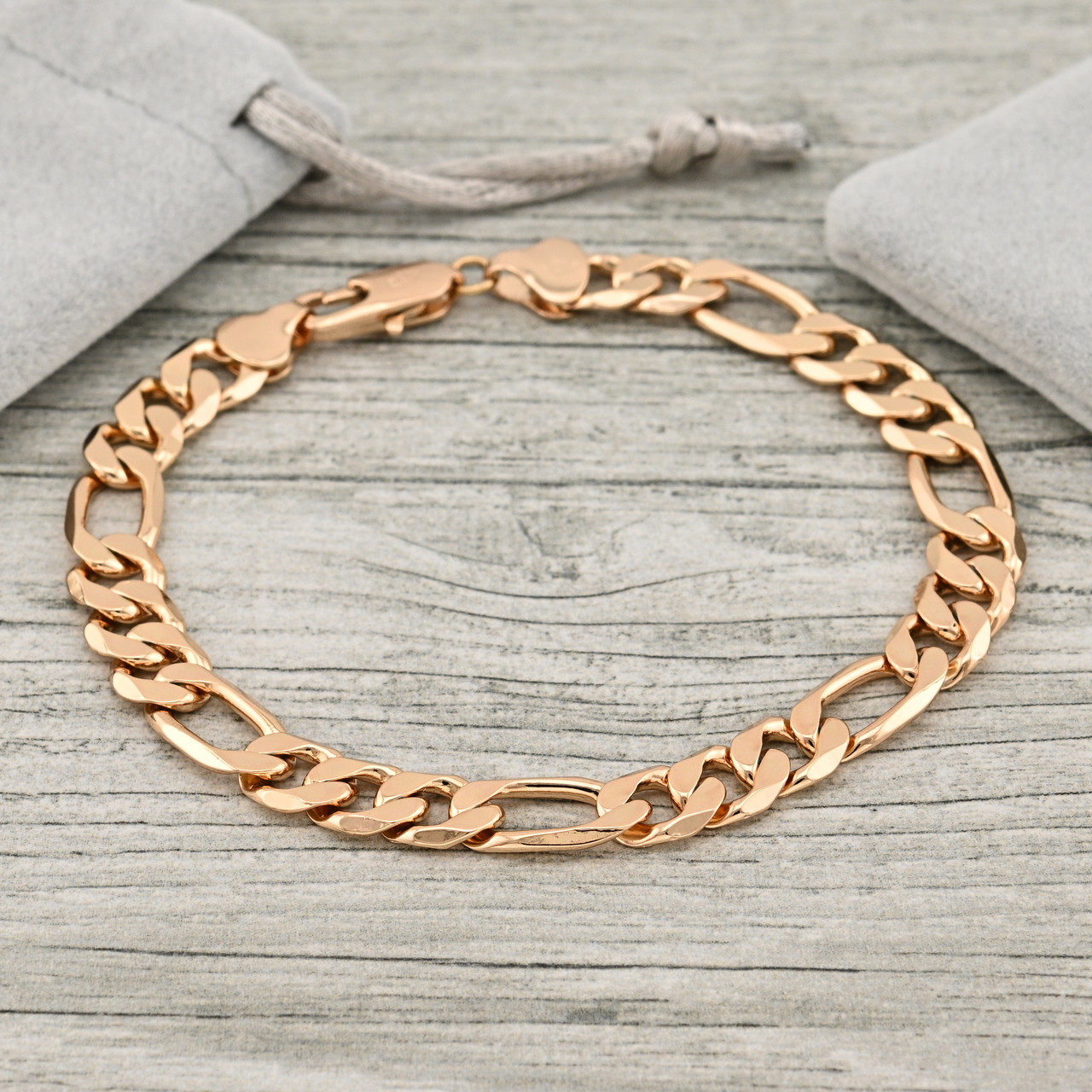 Браслет Фігаро 38018 ширина 8 мм позолота 18К довжина 19, фото 1