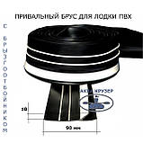 Привальний захисний брус 90 мм з брызгоотбойником для надувних човнів ПВХ - Привал бортовий чорно-білий, фото 2