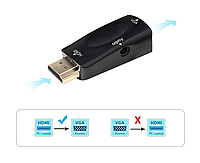 Конвертер перехідник адаптер HDMI to VGA + Jack Audio 3.5мм