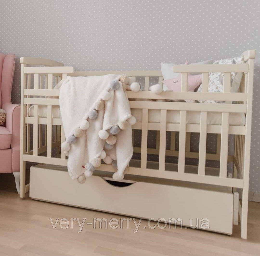 Дитяче ліжечко Deson Transformer з маятниковим механізмом + ящик (ваніль), фото 1