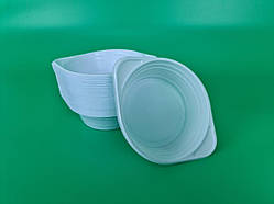 Тарілка пластикова одноразова 500 мл(50 шт)Біла Пластикова тарілка одноразова придатна для мікрохвильової печі
