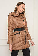 Куртка женская демисезон коричневая с капюшоном 150516P