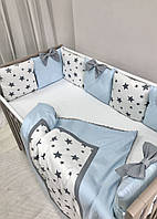 Комплект постільної дитячої білизни для ліжечка №4 Зірки блакитний топ