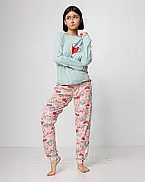 Женская хлопковая пижама c брюками Nicoletta 96494k size S (ментоловый)