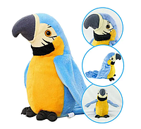 Электронная детская игрушка Попугай Parrot Talking машет крыльями и повтоярет слова Синяя