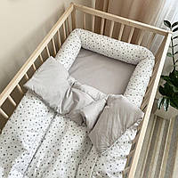Комплект постельного детского белья для кроватки SMART Звезда россыпь серая топ