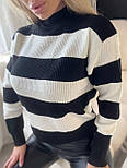 Молодіжний в'язаний светр із високим коміром вільного фасону із широкими манжетами (р. 42-46) 91043026, фото 7
