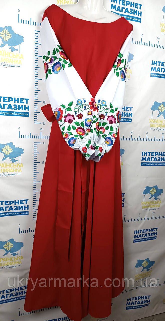 Плаття вишите "Вирій" , бордо 46,50