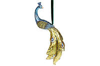 Декоративная подвесная фигурка Павлин, 22см, цвет - синий с золотом