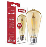 Лампа Maxus LED ST64 FM 7W 2700K 220V E27 Golden (1-MFM-7064) пачка 4 шт, фото 2