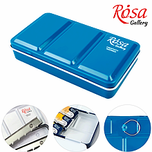 Пенал для акварельних фарб металевий, Бірюза, 12 кювет, ROSA Gallery