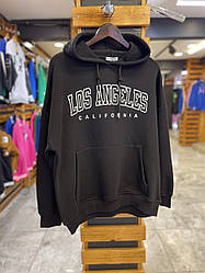 Жіночий батник з капюшоном чорний Туреччина на флісі худі