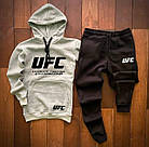 Чоловічий зимовий спортивний костюм чорний UFC  ⁇  Утеплений комплект ЮФС худі та штани на флісі, фото 2
