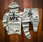 Чоловічий зимовий спортивний костюм чорний UFC  ⁇  Утеплений комплект ЮФС худі та штани на флісі, фото 4