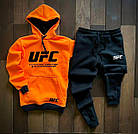 Чоловічий зимовий спортивний костюм чорний UFC  ⁇  Утеплений комплект ЮФС худі та штани на флісі, фото 5
