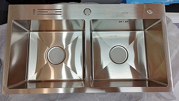 Мийка для кухні з неіржавкої сталі врізна (інтегрована) матова V7843 3.0/1.2 мм Handmade